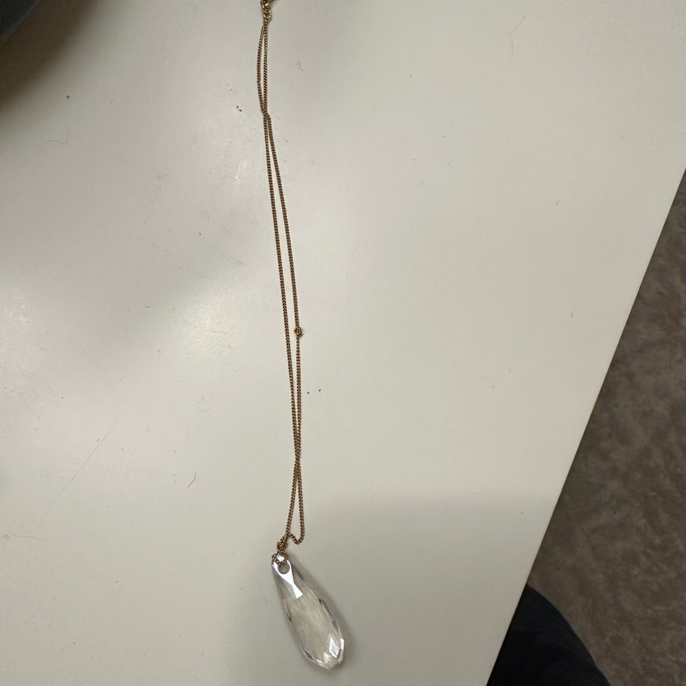 Swarovski Gold Necklace with Clear Crystal Drop